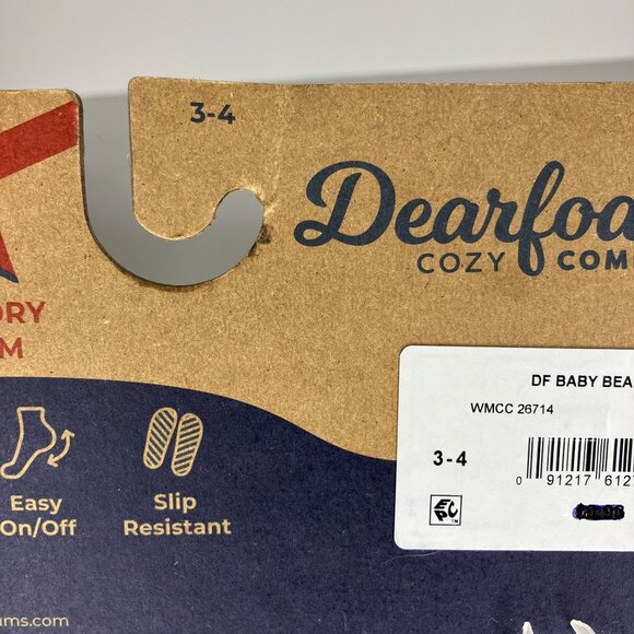 Dearfoams Baby Bear Memory Foam Plaid Slippers Size 3/4 New - Picture 4 of 4